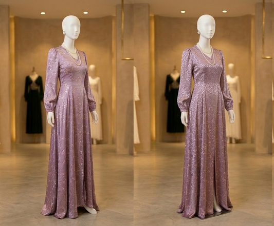 AD 005 | The Mauve & Silver Jacquard Maxi
