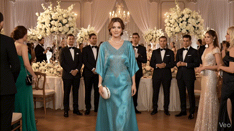 The Radiant Mulberry Silk Kaftan Gown V-neck AD-003