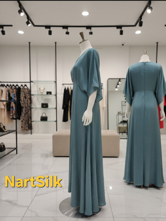 The Radiant Mulberry Silk Kaftan Gown V-neck AD-003