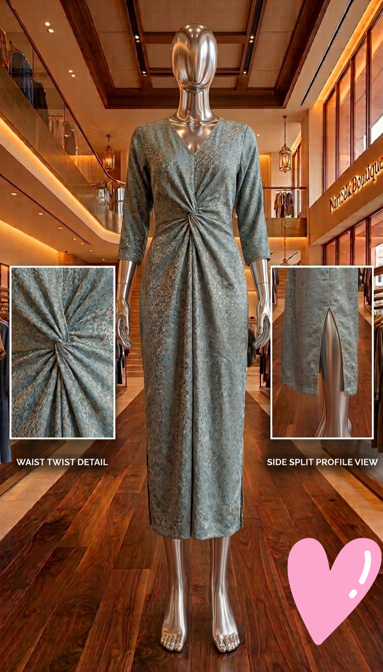 NARTSILK AD 006A SILK MIDI DRESS – SHIMMERING BLUE-SILVER