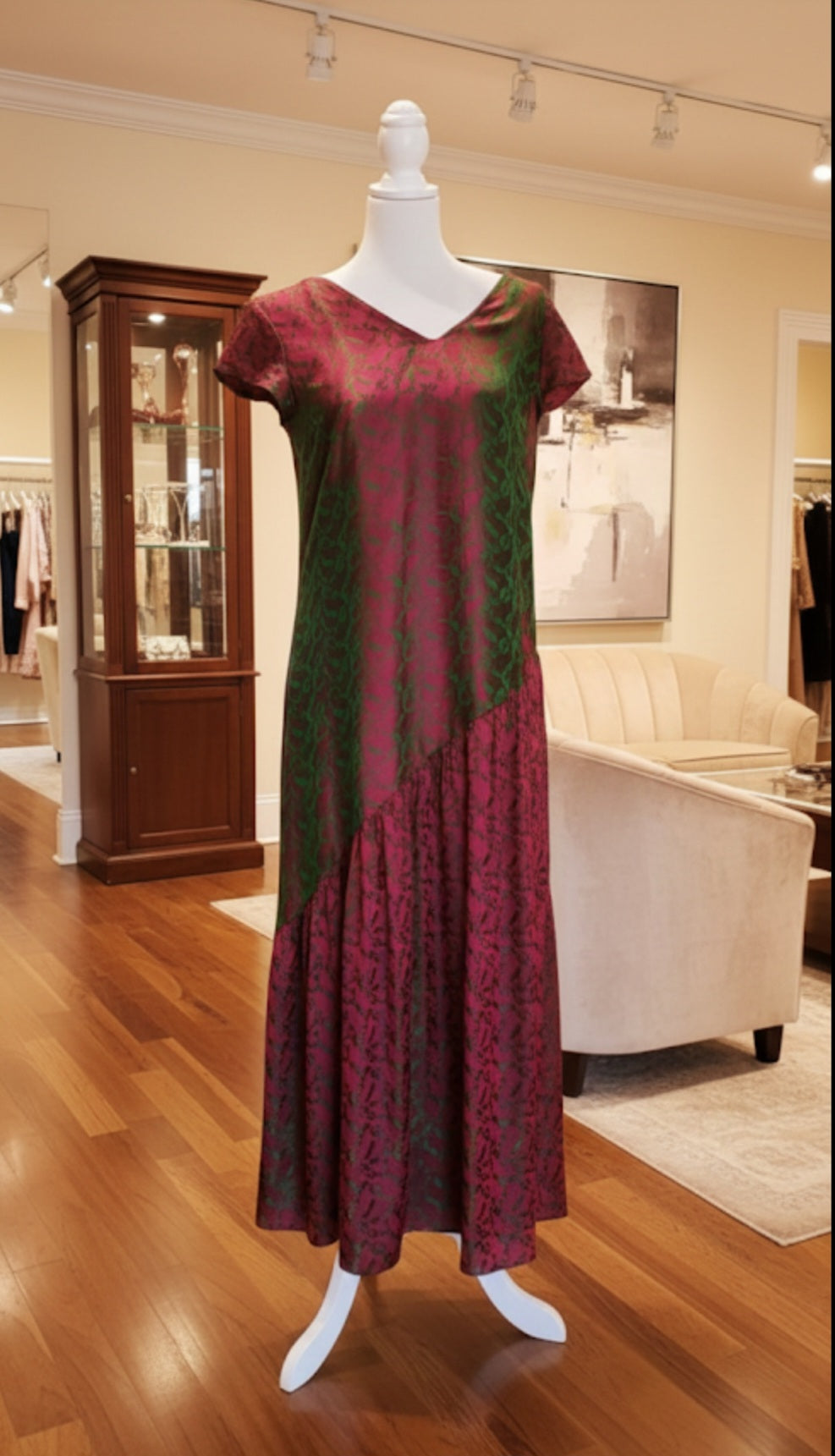The Emerald & Fuchsia Mulberry Silk Maxi AD-002