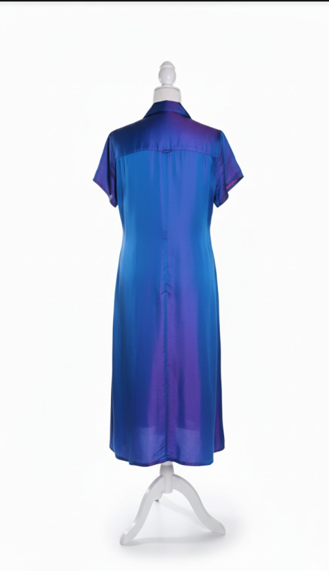 The Iridescent Blue-Violet Silk Shirt Dress  AD-004
