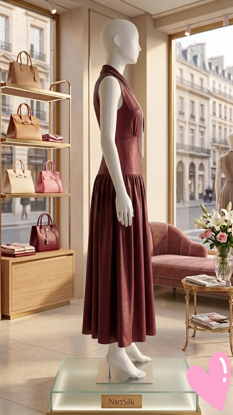 AD 007 Timeless Power, Feminine Grace Burgundy Dress.