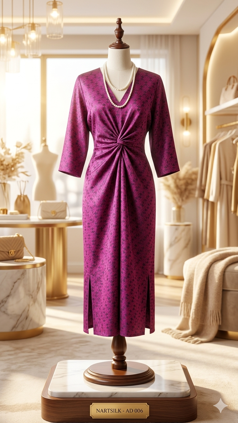The Ethereal Magenta Lattice Midi Dress  AD 006