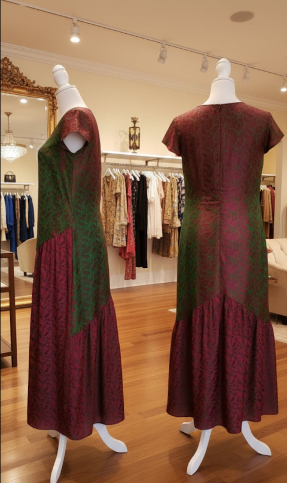 The Emerald & Fuchsia Mulberry Silk Maxi AD-002