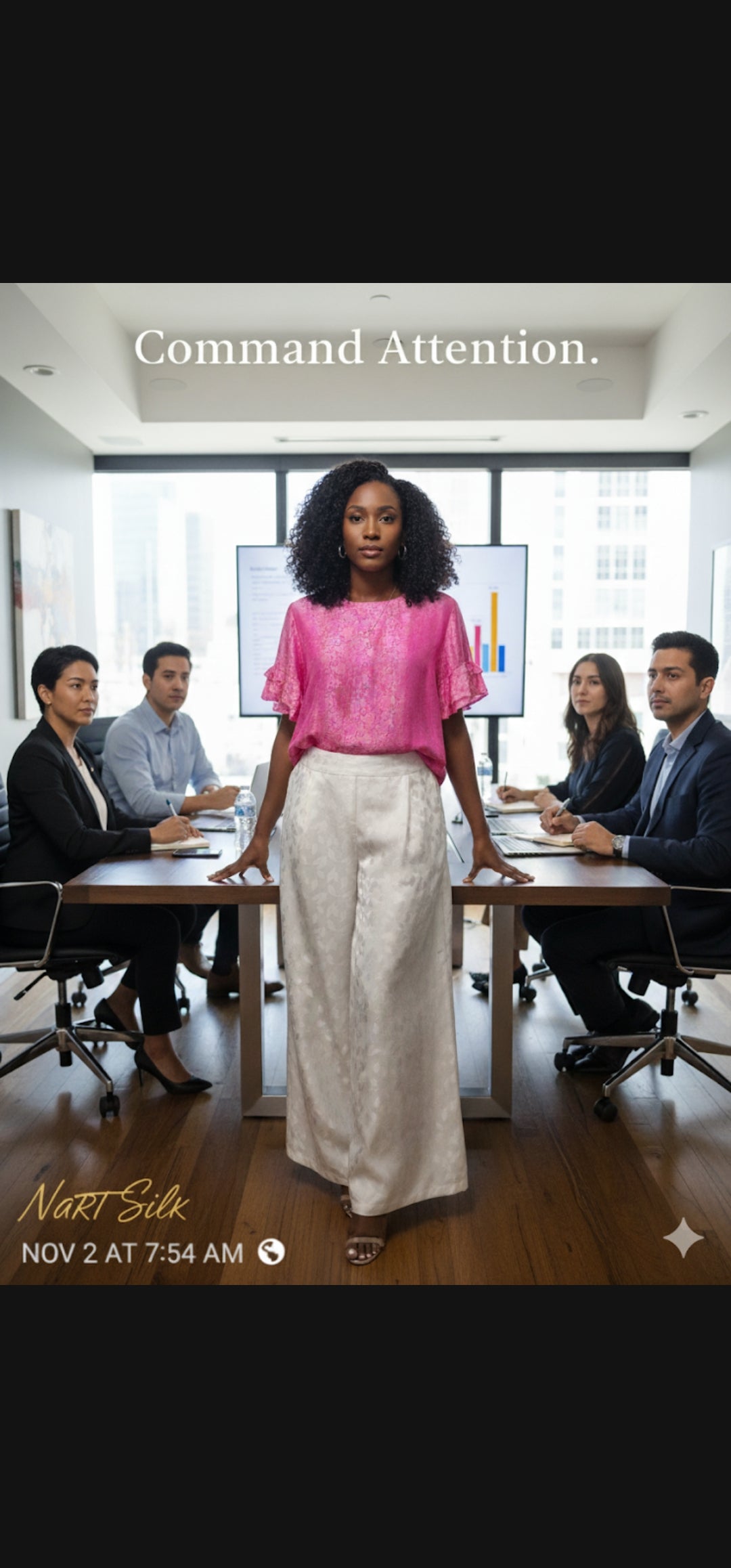 Vibrant Hot Pink Mulberry Silk Jacquard Blouse with Ruffle Sleeves