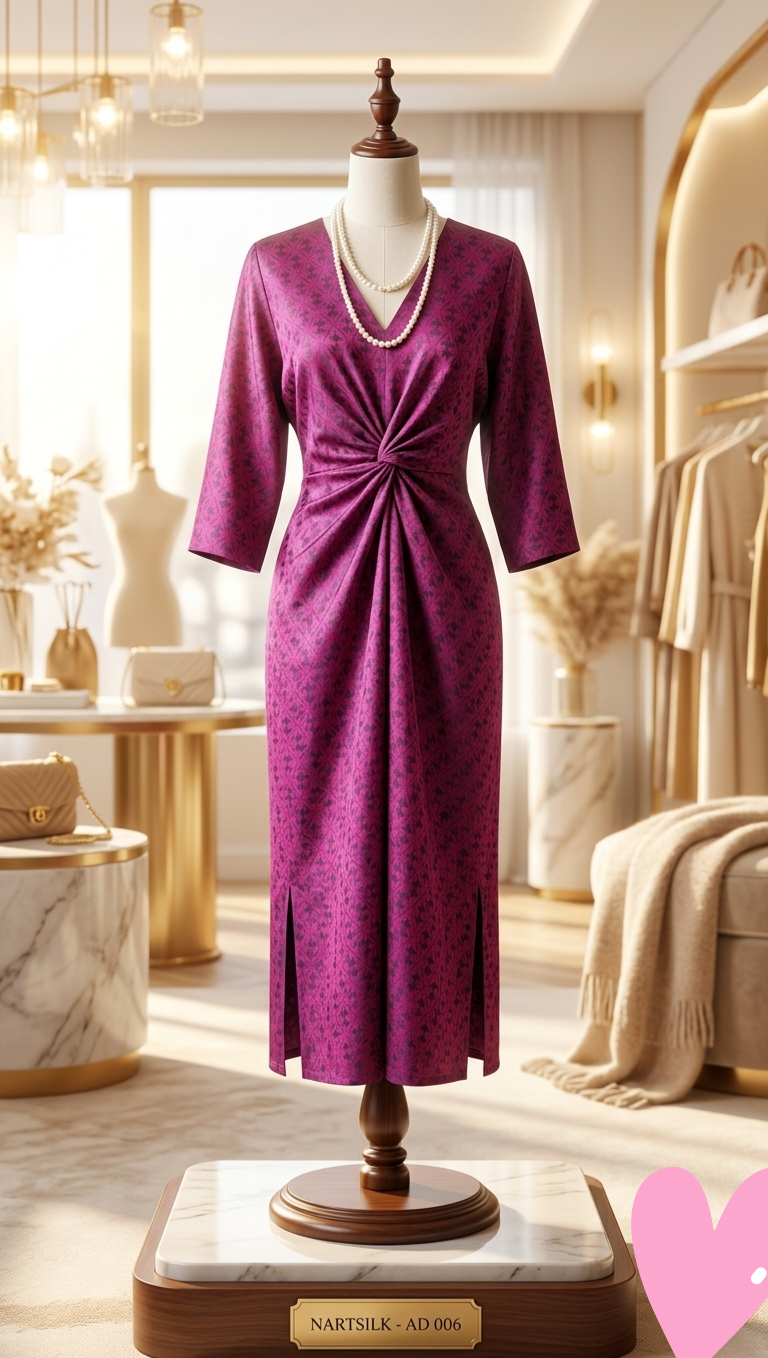The Ethereal Magenta Lattice Midi Dress  AD 006