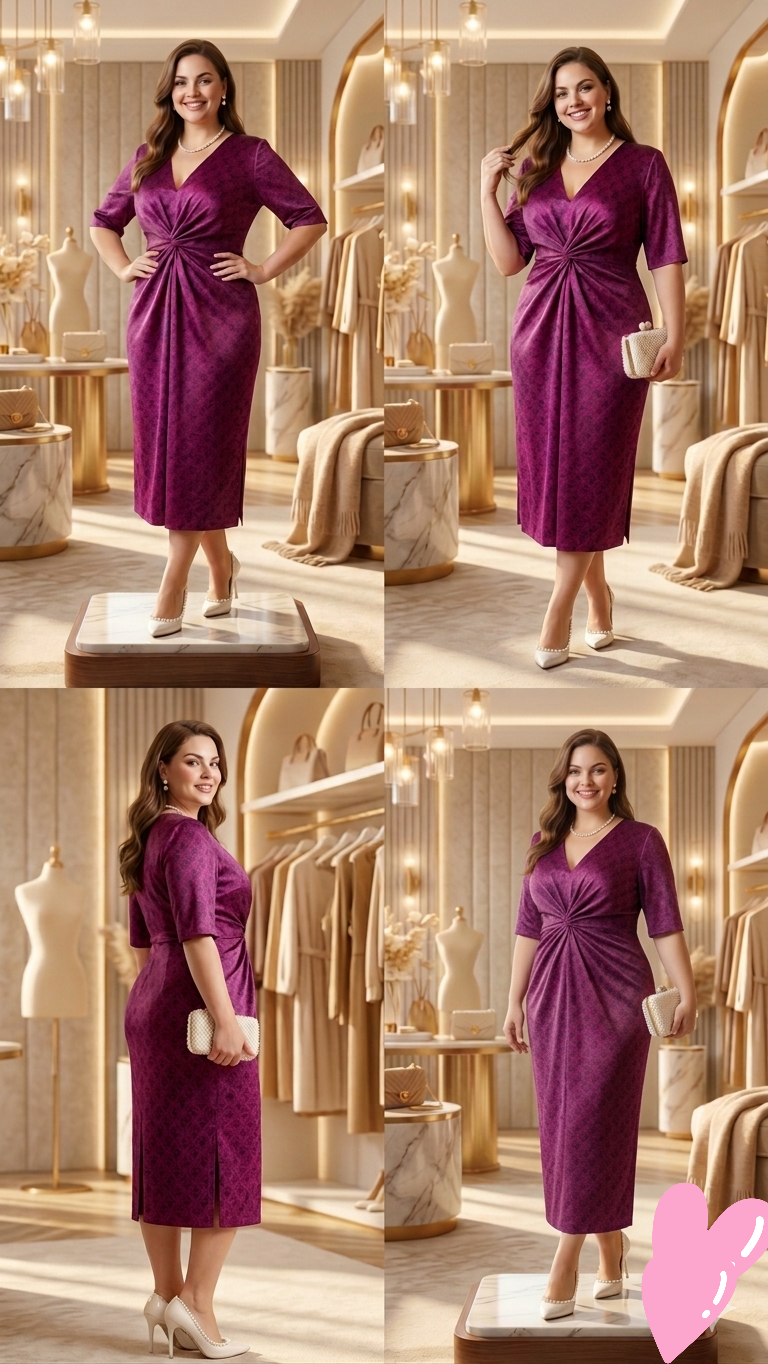 The Ethereal Magenta Lattice Midi Dress  AD 006