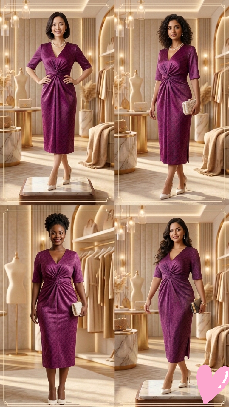 The Ethereal Magenta Lattice Midi Dress  AD 006