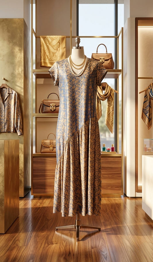 The Imperial Peacock Silk Maxi AD 002A