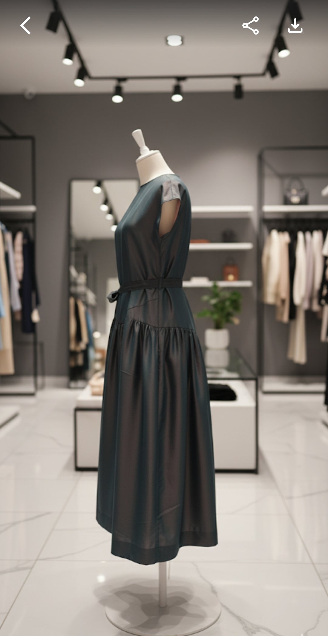 Iridescent Teal & Plum Silk Drop-Waist Dress with Sash AD-001