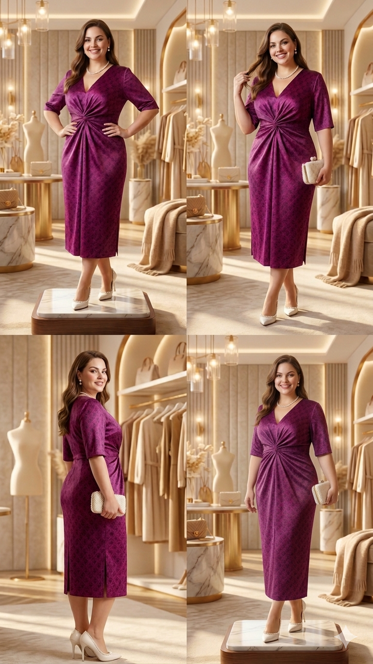 The Ethereal Magenta Lattice Midi Dress  AD 006