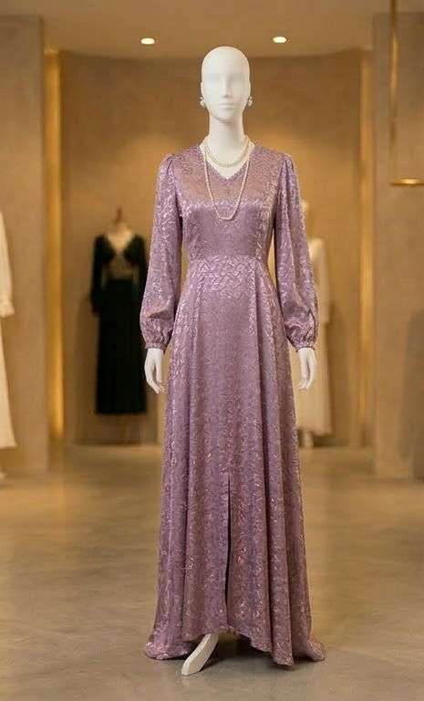 AD 005 | The Mauve & Silver Jacquard Maxi